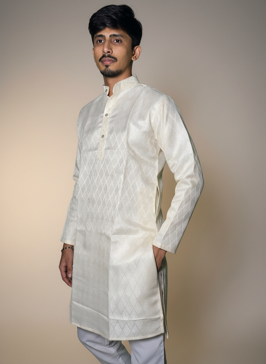 Jacquard Kurta Men’s White 1006